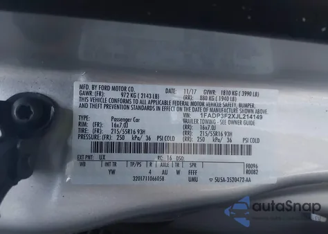 2018 Ford Focus Se z USA, uszkodzony, nr VIN 1FADP3F2XJL214149